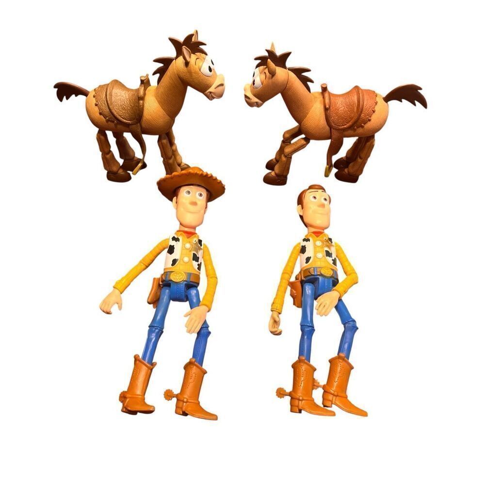 Toy Story Woody And Bullseye Figures Disney Pixar vintage 1996 Andy